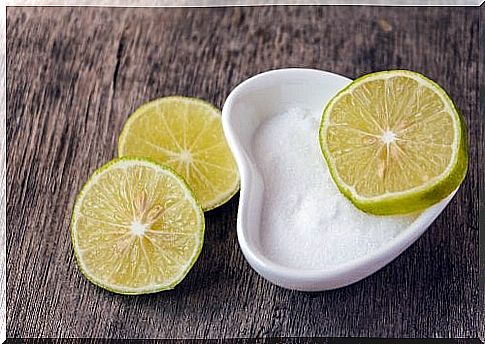 lemon slices on a ceramic saucer