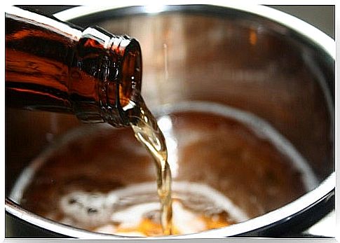 Pouring beer into a bowl