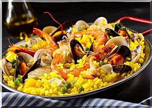 Paella with seafood