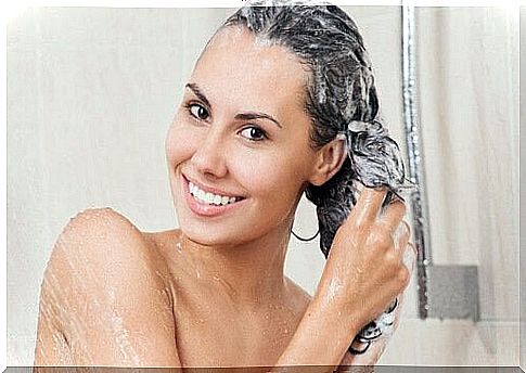 Woman washing her hair.