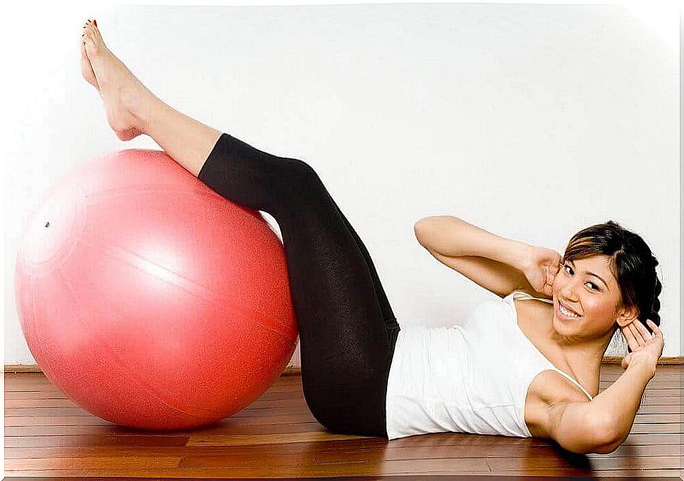 The woman is doing exercises to lower the sugar level