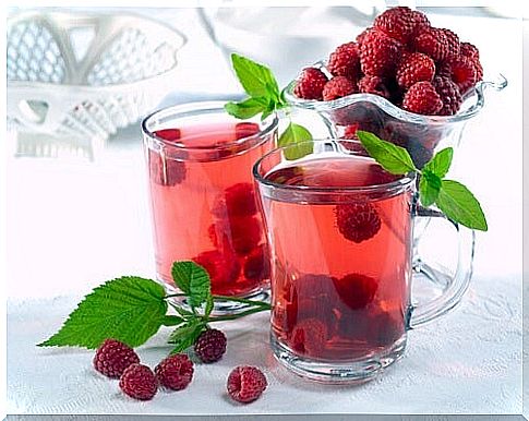 Glasses of raspberry infusion