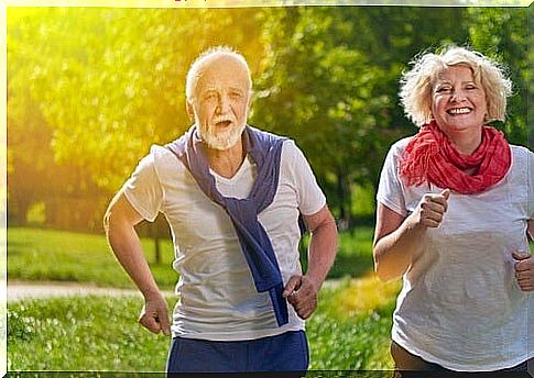 Running elderly people