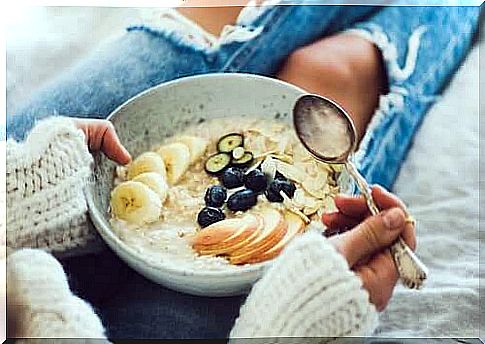 Woman with a bowl of cereal