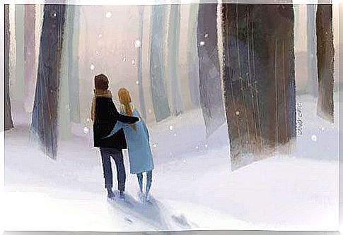 A couple on a winter walk - the simplicity of life