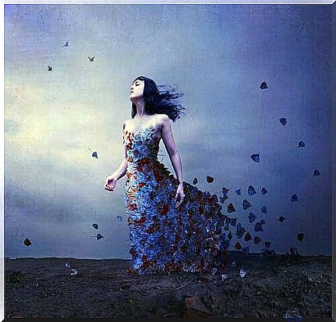 Woman and butterflies